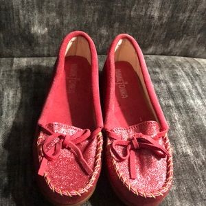 Minnetonka girls sparkle pink moccasins